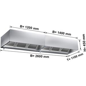 GGM GASTRO - Hotte murale cubique statique 2,6 m - avec filtre et lampe