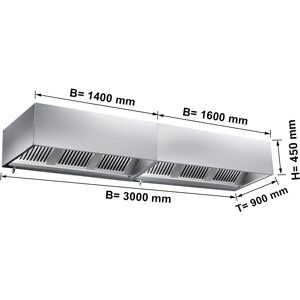 GGM GASTRO - Hotte murale cubique statique 3,0 m - avec filtre et lampe