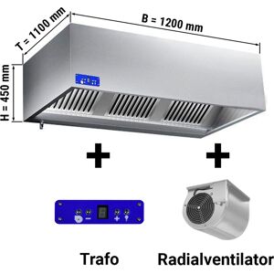 GGM GASTRO - Hotte murale cubique dynamique 1,2 m - avec moteur, variateur, filtres et lampe