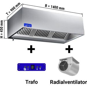 GGM GASTRO - Hotte murale cubique dynamique 1,4 m - avec moteur, variateur, filtres et lampe