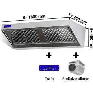 GGM GASTRO - Hotte murale dynamique 1,6 m - avec moteur, variateur, filtres et lampe