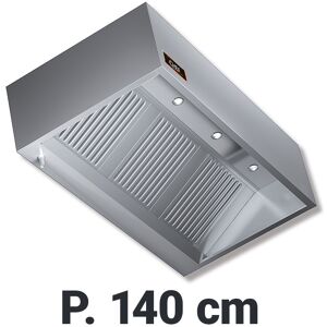 Chefook Hotte Murale Professionnelle Série Kubica Profondeur 140 cm 18/10 Aisi 304 Avec Moteur et Éclairage à Led - Hotte Aspirante Kubica P 140 L 180 Avec Moteur et Éclairage à Led