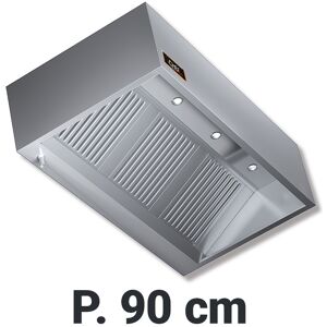 Chefook Hotte Murale Professionnelle Série Kubica Profondeur 90 cm 18/10 Aisi 304 avec Moteur et Éclairage à Led - Hotte Aspirante Kubica P 90 L 280 Avec Moteur et Éclairage à Led