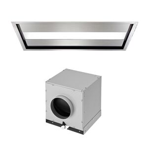 FALMEC hotte au plafond NUVOLA 90 cm (Inox avec moteur sous-combles da 1100 m3/h - acier et verre)