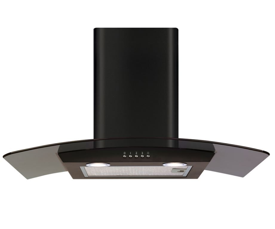 CDA ECP72BL 70cm Glass Curved Chimney Cooker Hood - Black