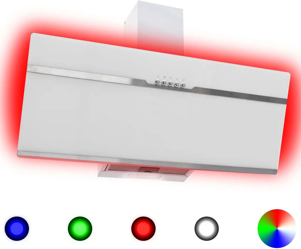 vidaXL RGB Nástenný digestor s LED 90 cm nehrdzavejúca oceľ a tvrdené sklo