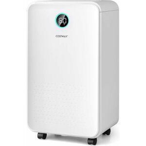 Costway - 12L/Day Dehumidifier with Digital Control Panel, Continuous Drainage, Laundry Drying, 3 Modes, Timer & Child Lock, Portable Dehumidifiers