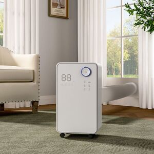 Livingandhome - White 16L Low Noise Dehumidifier with Wheels and WiFi