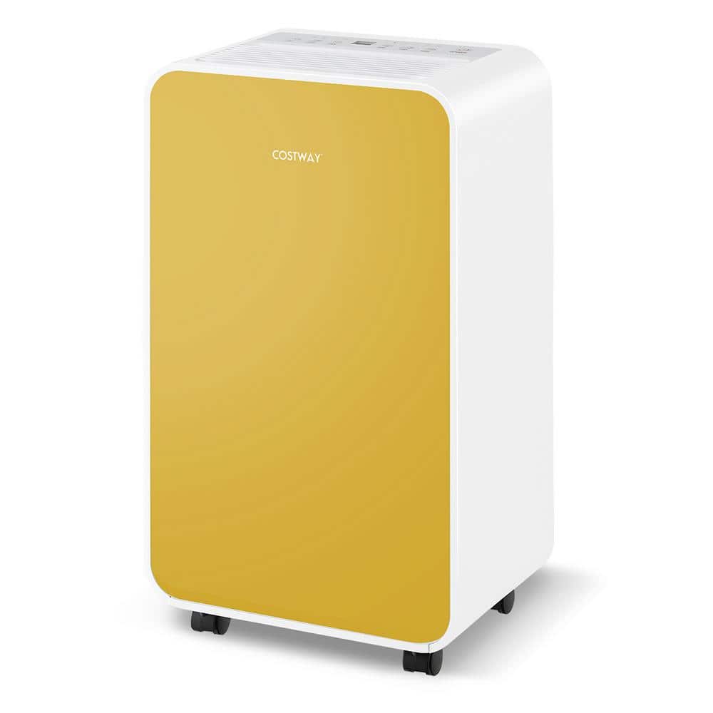 Costway 32 pt. 2500 sq. ft. Dehumidifier for Home Basement 3 Modes Portable in. Whites + Yellow