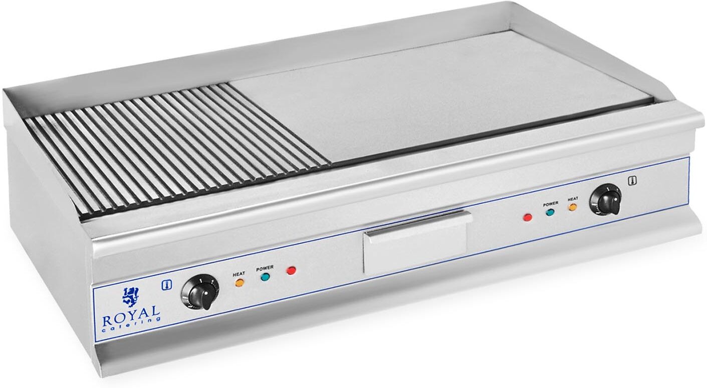 Royal Catering Doppel Elektro Grillplatte- 100 cm - glatt - 2 x 3.200 W