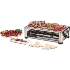 ohmex Raclette »Raclette Grill 4 in 1«, 8 St. Raclettepfännchen, 1500 W silberfarben/grau/schwarz