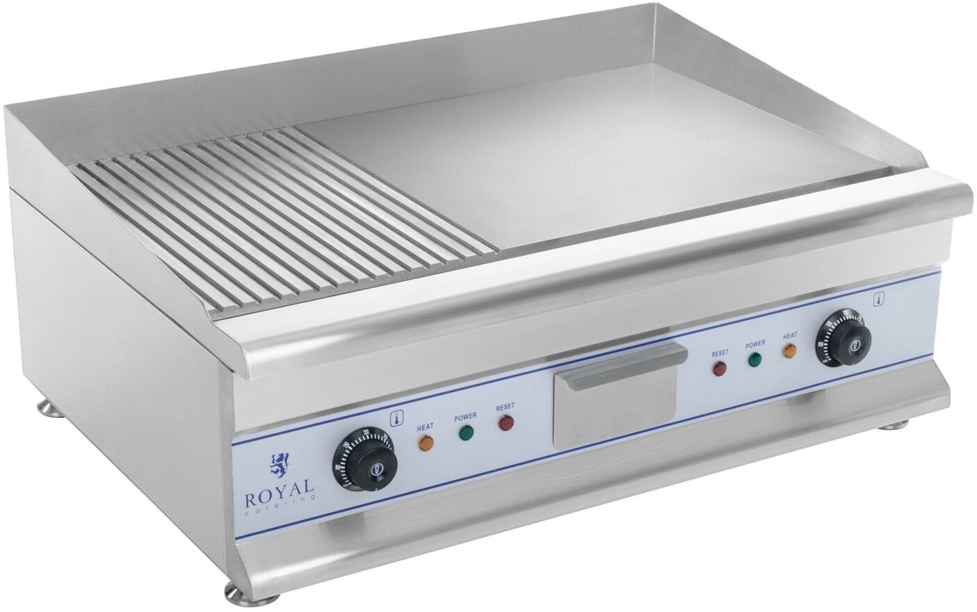 Royal Catering Doppel Elektro Grillplatte - 75 cm - geriffelt - 2 x 3.200 W