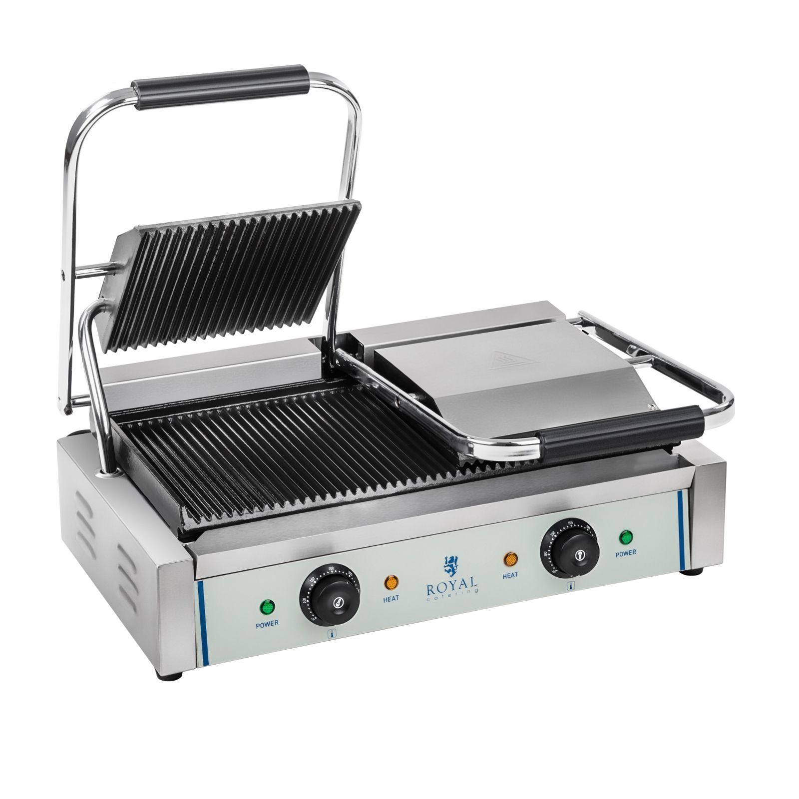 Royal Catering Kontaktgrill - 2 x 1.800 Watt - geriffelt - 2.0