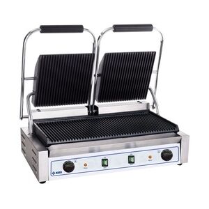 KBS Gastrotechnik Kontaktgrill Grillfläche 47x23 cm oben & unten gerillt 2 Temperaturzonen