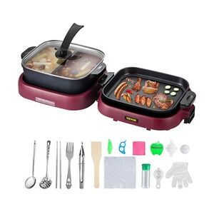 VEVOR 2 in 1 Elektrischer Hot Pot Grill 2100 W Multifunktionaler BBQ Hot Pot Klappbar Koreanisches Barbecue 3,6 L Hot Pot 70 x 29 x 25,5 cm Grill für