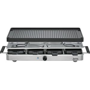 Spring Raclette8 CLASSIC Alu-Grillplatte - edelstahl und schwarz - 48 x 27 cm - Höhe 14,5 cm