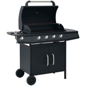 vidaXL gasgrill 4+1 grillzoner stål sort