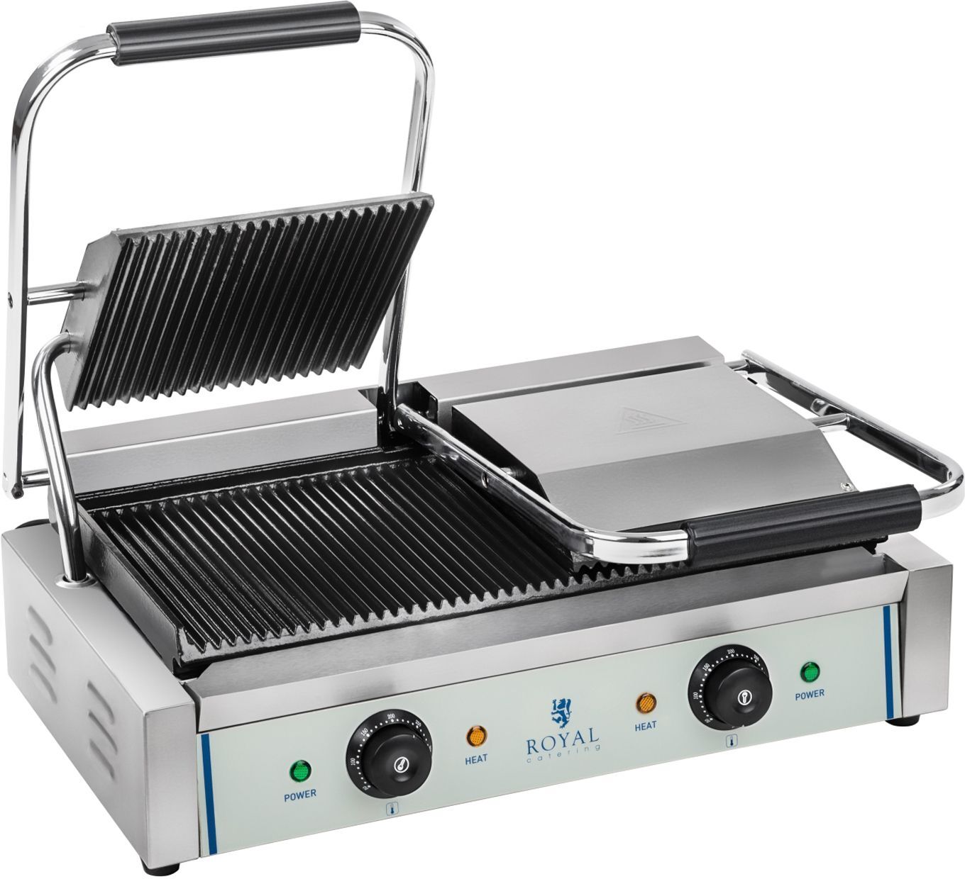 Royal Catering Double Contact Grill - Ribbed - 2 x 1,800 W