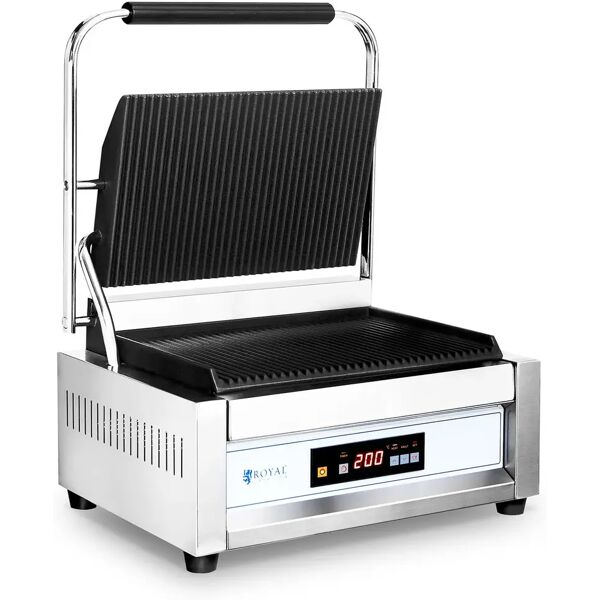 royal catering piastra per panini, toast e bistecchiera elettrica - 2,200 w -  - piastra grande - rigata rc-c301