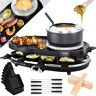 KESSER ® 3-in-1 Raclette-grill met natuurlijke grillsteen, grillplaat en fondue, tafelgrill voor 8 personen, elektrische grill, raclette grill, anti-aanbaklaag, 8 pannen en houten spatel