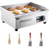 VEVOR Commercial Electric Griddle, 18" Teppanyaki Grill, 1600W Electric Flat Top Grill, Stainless Steel Electric Countertop Griddle w/Drip Hole, 50-300℃ Countertop Griddle for Pancake, Chicken