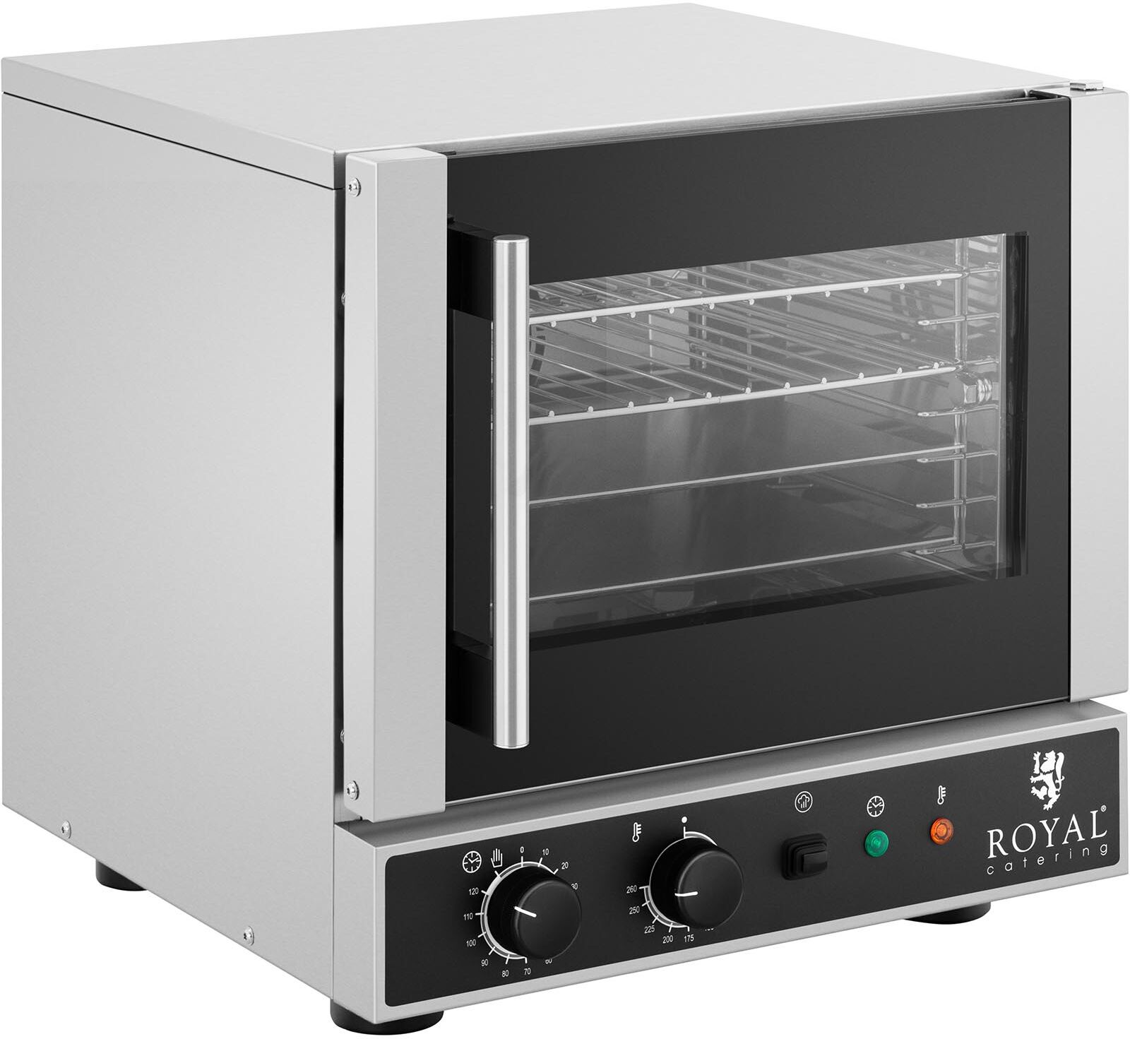 Royal Catering Forno a convezione - 2.600 W - Funzione vapore - Con 2 teglie e 2 grate (GN 1/2) RC-412M