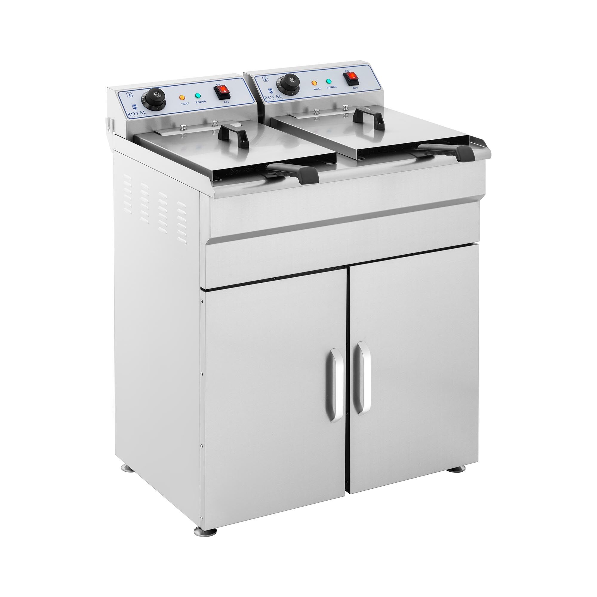 Royal Catering Friggitrice elettrica - 2 x 16 litri - 400 V - con armadietto RCKF 16DSH