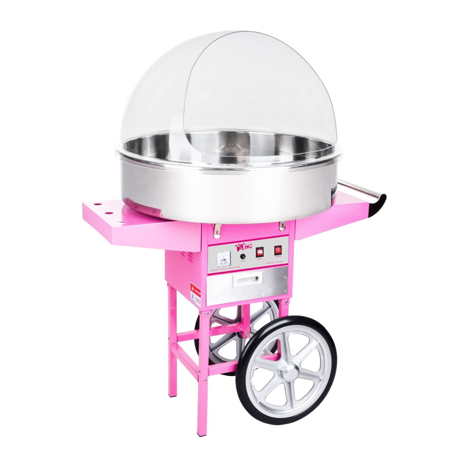 Royal Catering Machine à barbe à papa - 72 cm - 1 200 W - Chariot et coupole de protection RCZC-1200XL