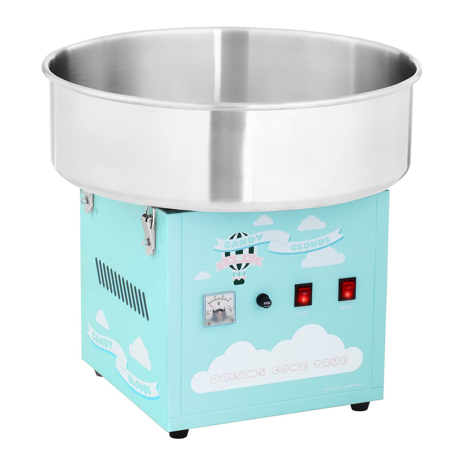 Royal Catering Machine à barbe à papa - 52 cm - 1 200 W - turquoise RCZK-1200- BG