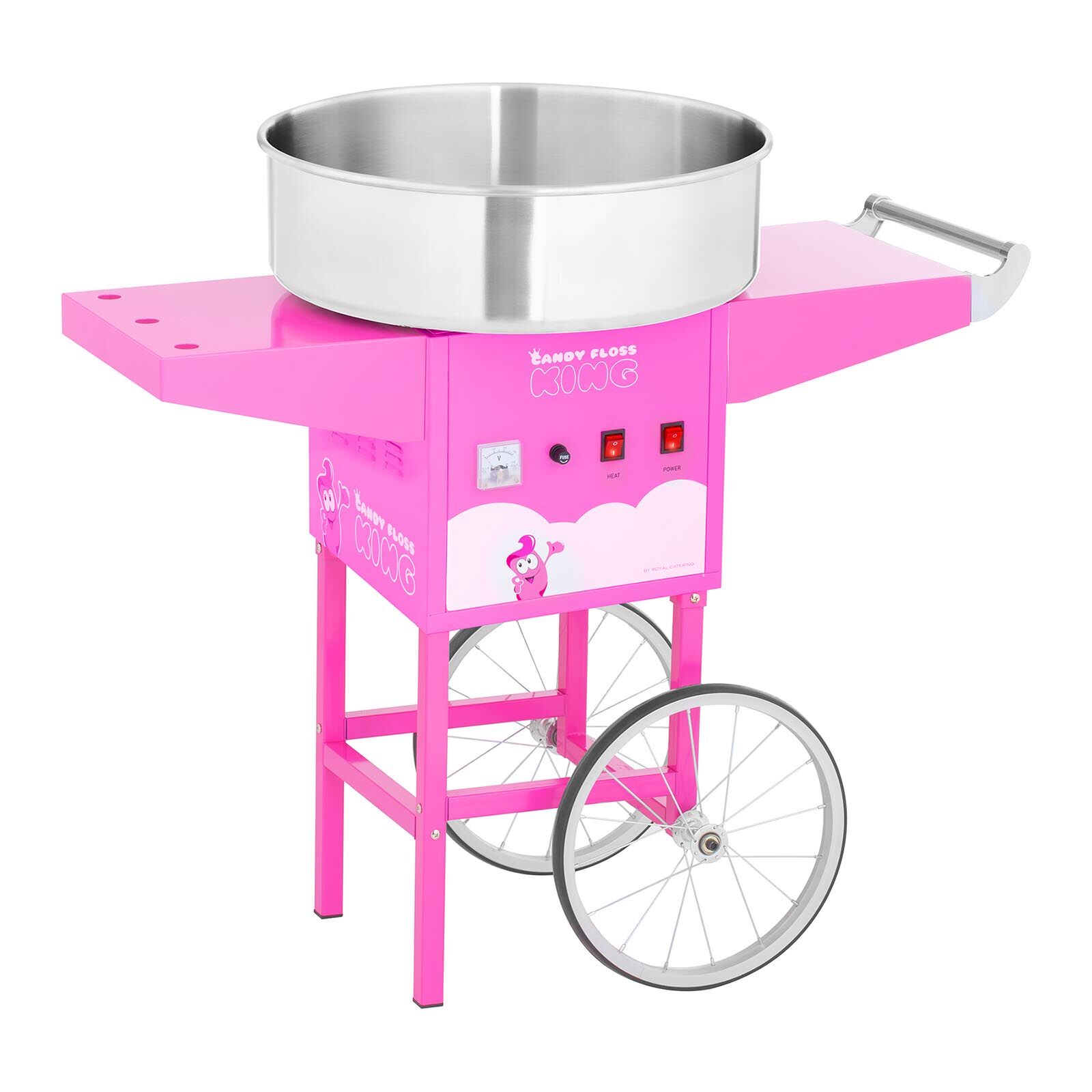 Royal Catering Machine à barbe à papa avec chariot - 52 cm - 1 200 W - rose RCZK-1200-P