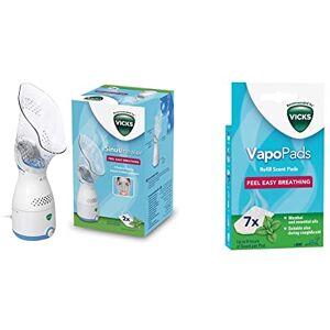 Vicks Sinus Inhaler - Sinus Relief - Ease coughs, colds or Blocked noses - Adjustable steam Control - VH200 & VapoPads Menthol - Scented Pads with Essential Oils - 7 Pack - VH7