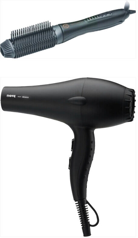 Spazzola Professional Salon Brushing Styler Retro.Coiffeur.Piu' In Omaggio Phon Move Air 9000 Black