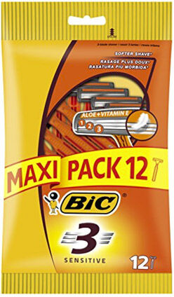 BIC 3 Sensitive Rasoirs Jetables 3 Lames 12 unités