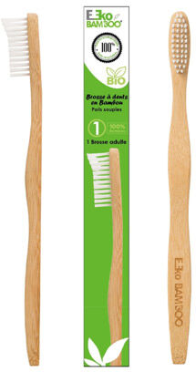 Ekobamboo MaxiBamboo Brosse à Dents Bambou Adulte Blanc Bio