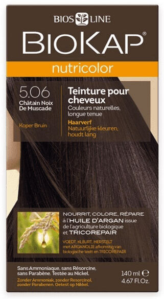 Biokap Nutricolor Teinture pour Cheveux 5.06 Châtain Noix de Muscade 140ml