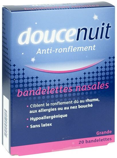 Douce Nuit Anti-Ronflement Bandelettes Nasales Grande 20 bandelettes