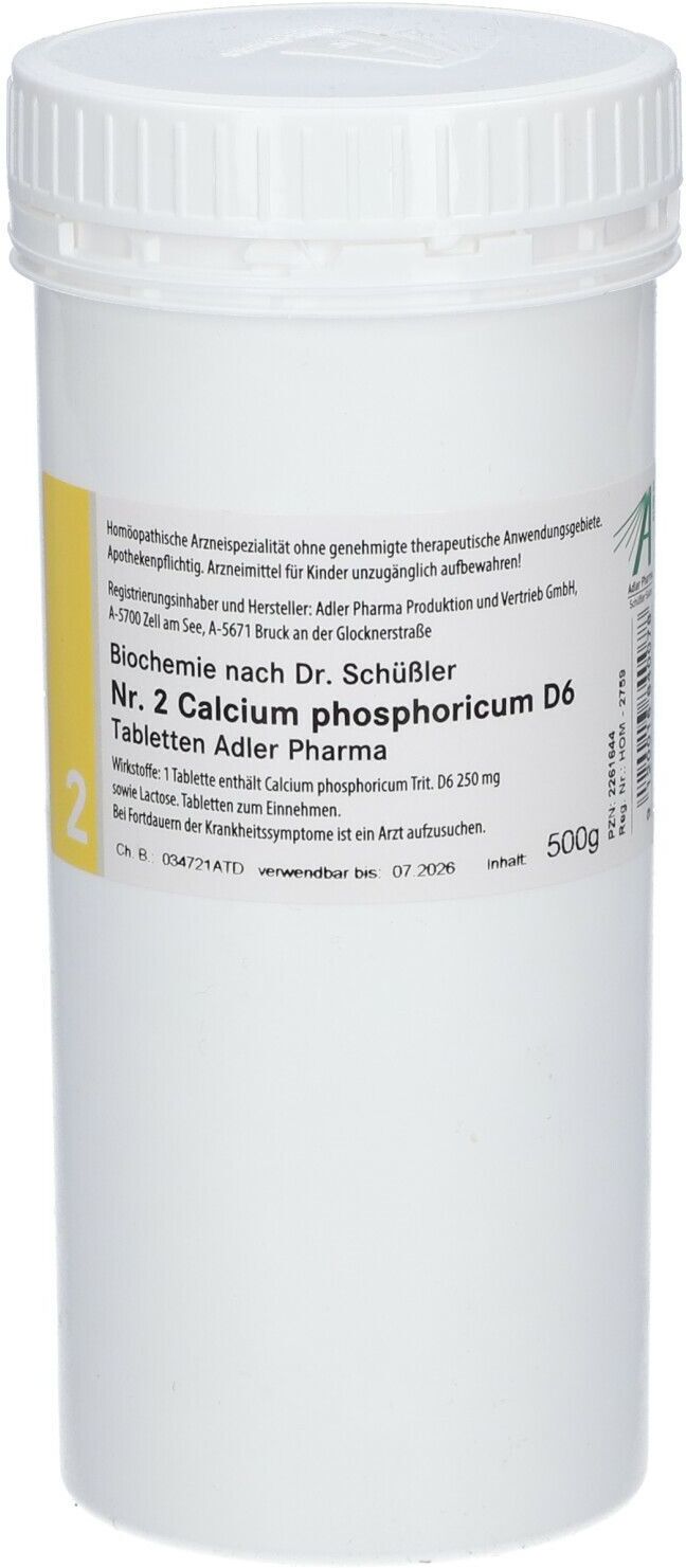 Adler Schüssler Salze Nr. 2 Calcium phosphoricum D6 500 g Tabletten