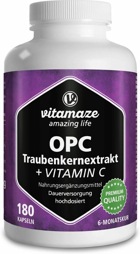 vitamaze OPC Traubenkernextrakt hochdosiert + Vitamin C 180 St Kapseln