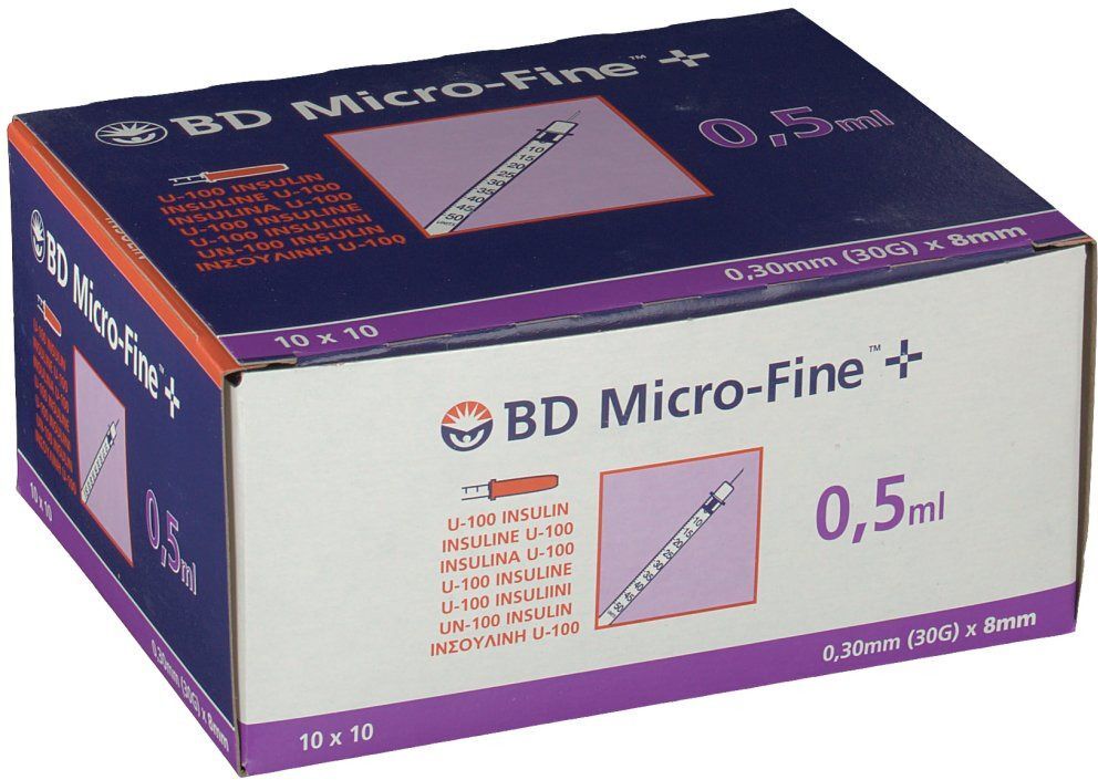 BD Micro-Fine™ 30 G 0,30 x 8 mm 0,5 ml + U-100 Insulin Innen sterile Insulinspritze