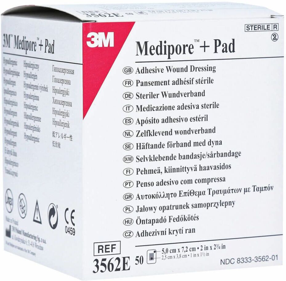 3M™ Medipore™ + Pad Steriler Wundverband mit Wundauflage 5 x 7,2 cm