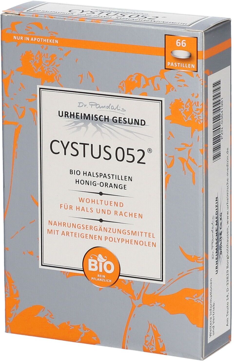 Dr. Pandalis Cystus 052® Bio Halspastillen – Honig-Orange