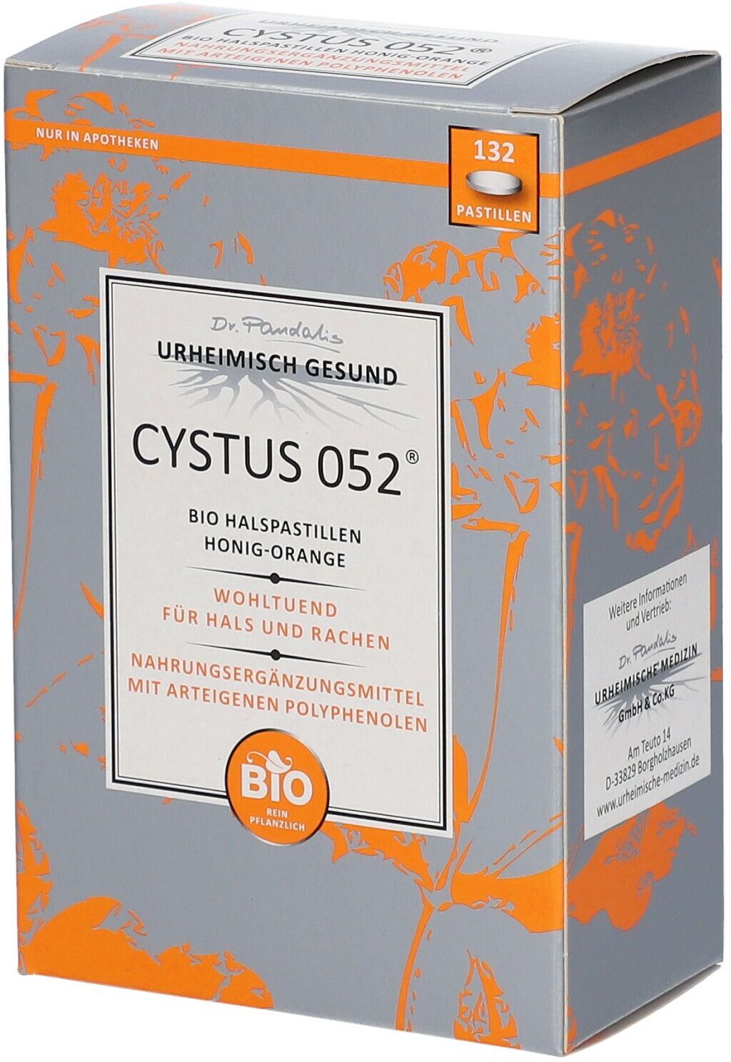 Dr. Pandalis Cystus 052® Bio Halspastillen – Honig-Orange