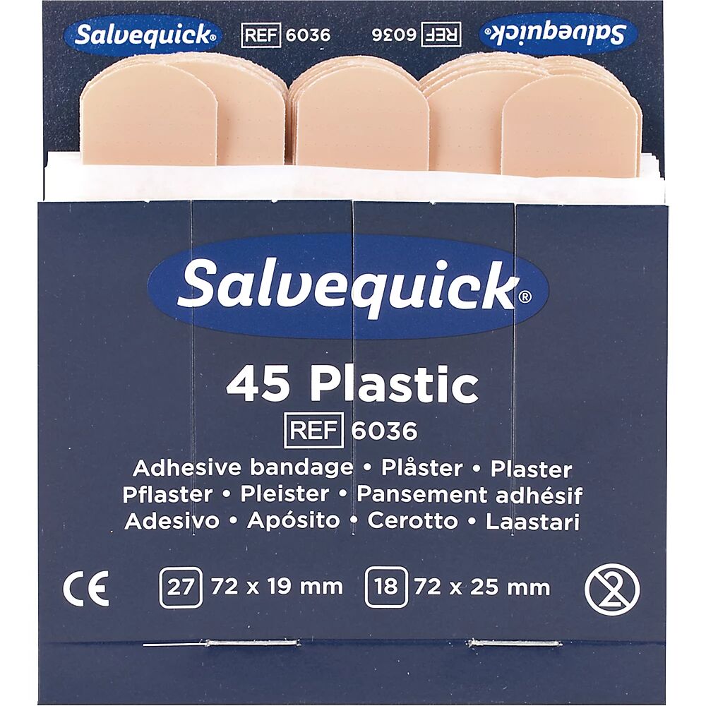 Refill für SALVEQUICK 6 VE Pflaster-Strips, wasserfest, je 45 Stk VE à 6 Stk