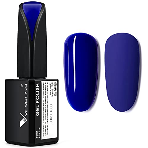 VENALISA 15 ml gel-nagellak, UV en LED nagellak, DIY nail art, manicure salon voor thuis, blauw (Deep Blue)