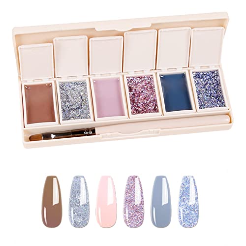 FASSME Nagellak Crème Vaste Nude Gel Nagellak Set,6 In 1 Vaste Crème Gel Nagellak Kit met Borstel, Pudding Gel Nagellak Kit Voor Nagellak, Nail Art Design