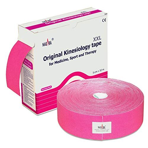 Nasara Originele kinesiologie fysio XXL tape voor sport en geneeskunde, rol grootte 5cm x 32m, roze