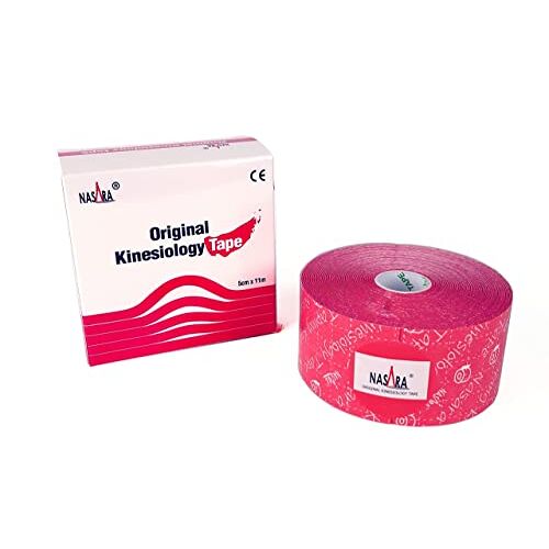 Nasara Originele kinesiologie fysio XL tape voor sport en geneeskunde, rol grootte 5cm x 11m, roze