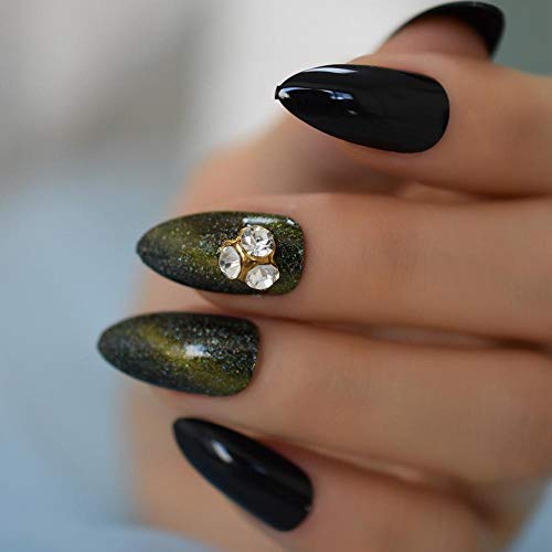 DDSY 3D cat-eye effect groene nepnagels pers nail art technieken volledige dekking kameleon manicure nepnagel technieken 24-delige set Draag manicure Eindproduct