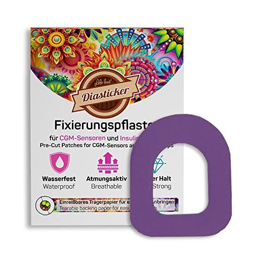 Diasticker ® Omnipod fixeerpleisters (30 stuks, paars)   waterdicht ademend sterke grip   pod-fixatie, patch, fixatie, tape, overpatch, pleister