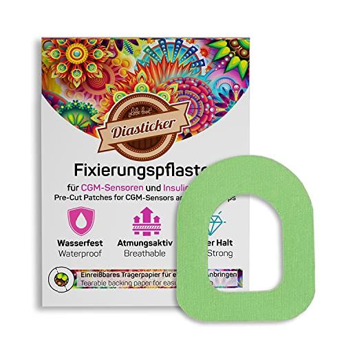 Diasticker ® Omnipod fixeerpleisters (30 stuks, groen)   waterdicht ademend sterke grip   pod-fixatie, patch, fixatie, tape, overpatch, pleister